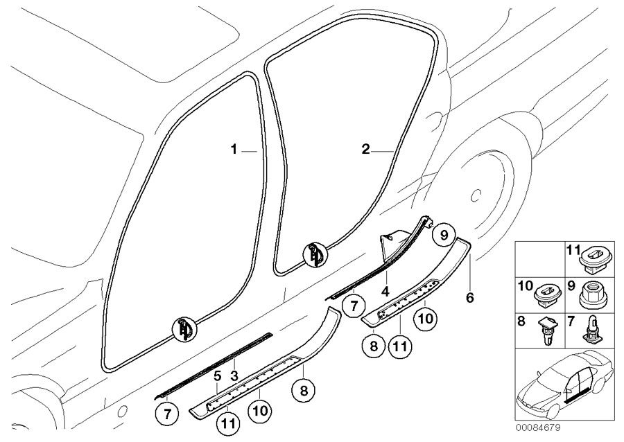 Diagram Edge protector / Trim for entry for your BMW