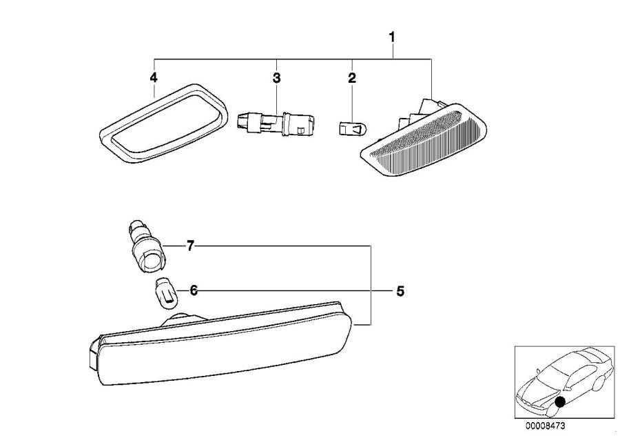 Diagram Additional lights and side marker lights for your 2018 BMW M6   