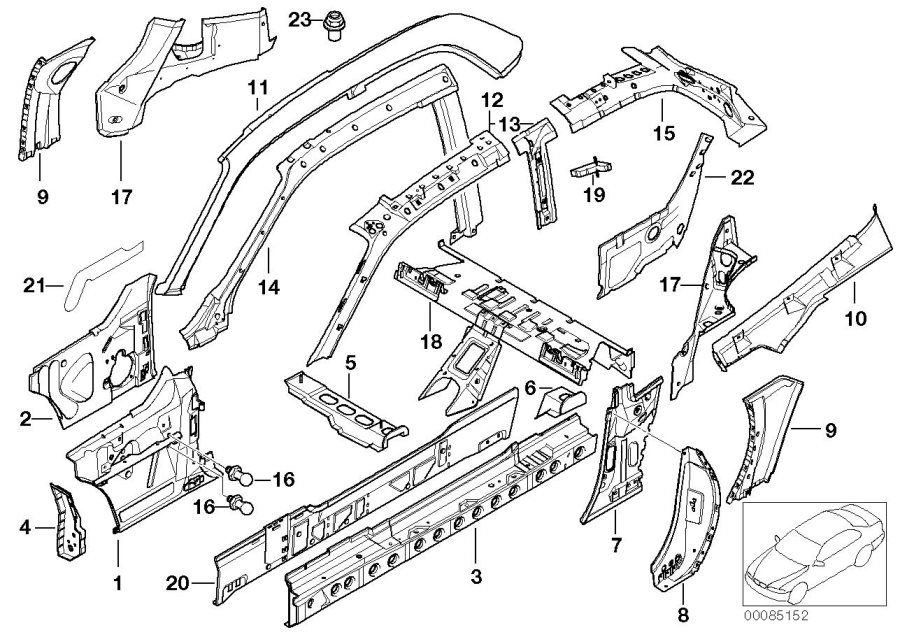 Diagram Single components for body-side frame for your BMW