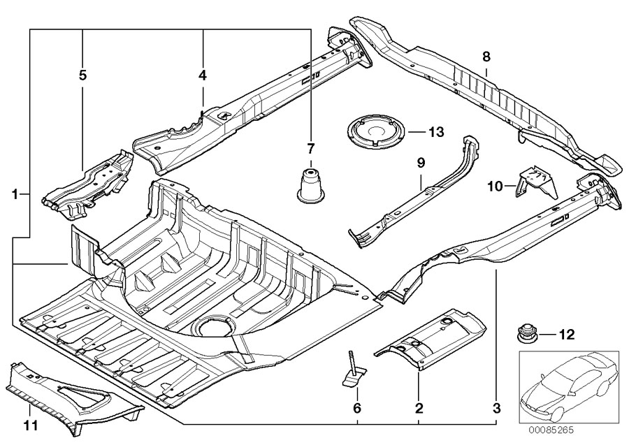 Diagram Mounting parts for trunk floor panel for your 2006 BMW M6   