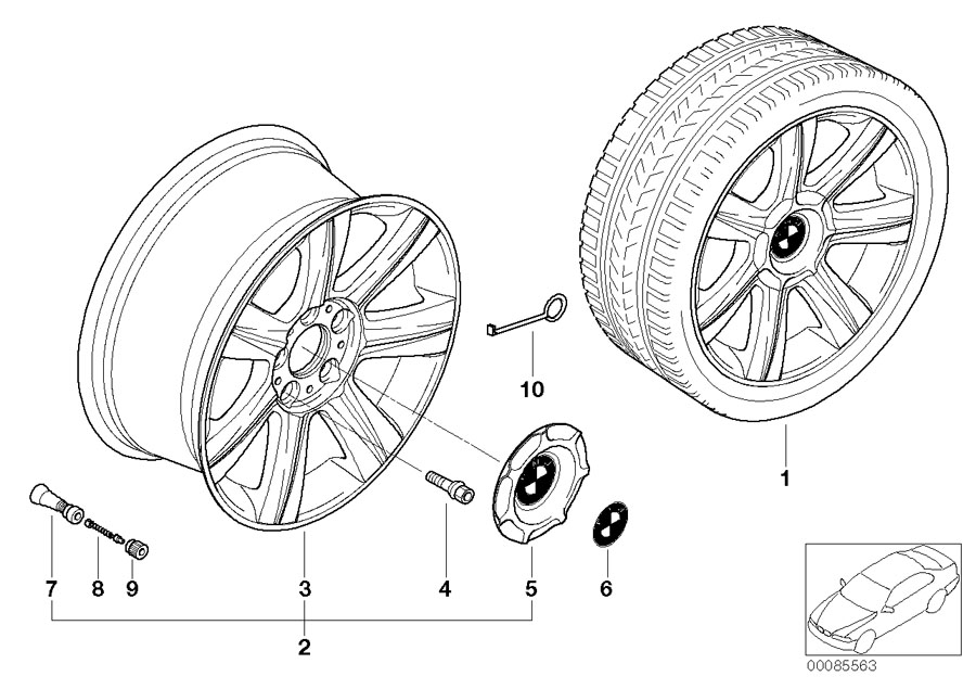 Diagram BMW la wheel, star spoke 96 for your BMW 330i  