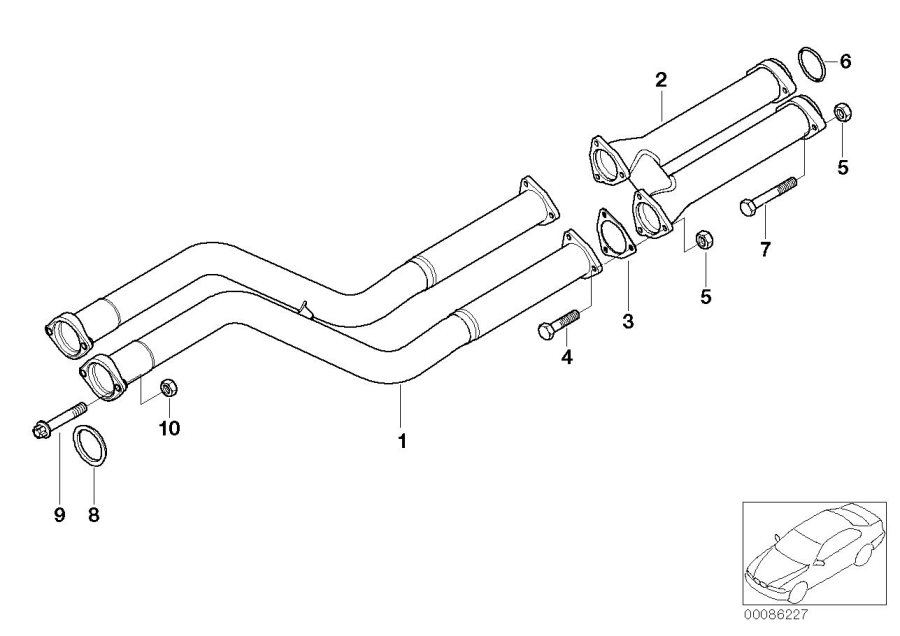 Diagram Exhaust system,front/intermediate pipes for your 2024 BMW Z4   