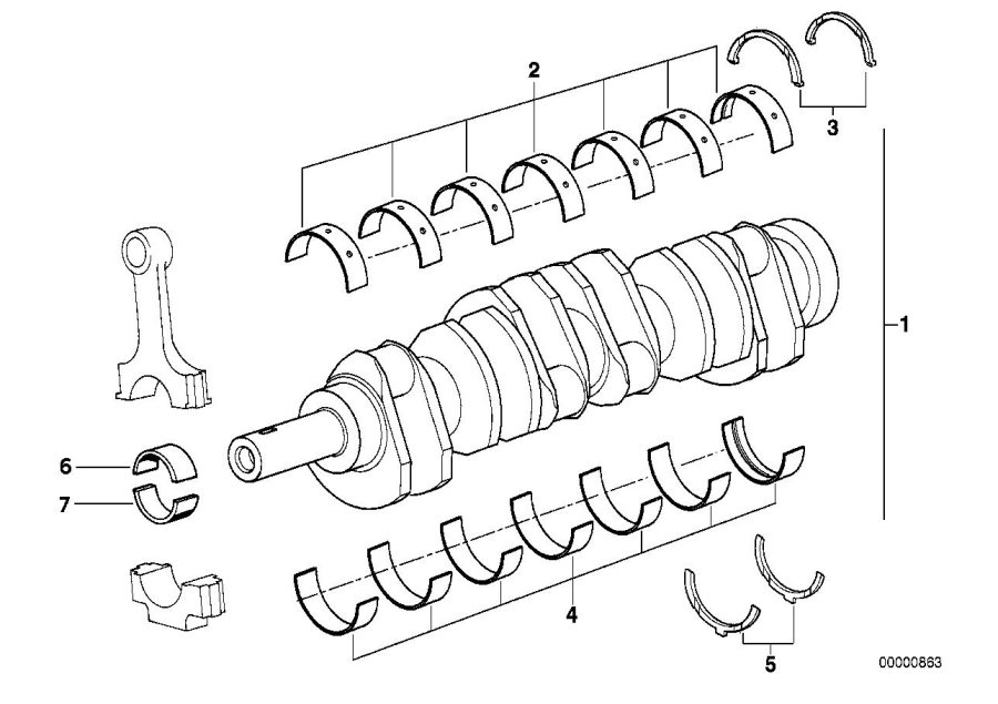 Diagram Crankshaft With Bearing Shells for your 2015 BMW M6   