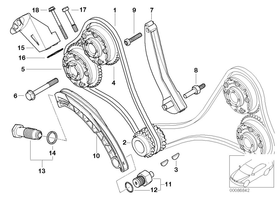 Diagram Timing gear, timing chain, cyl. 1-4 for your BMW