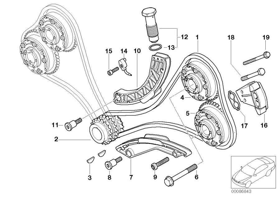 Diagram Timing gear, timing chain, cyl. 5-8 for your 2016 BMW i3  60Ah 