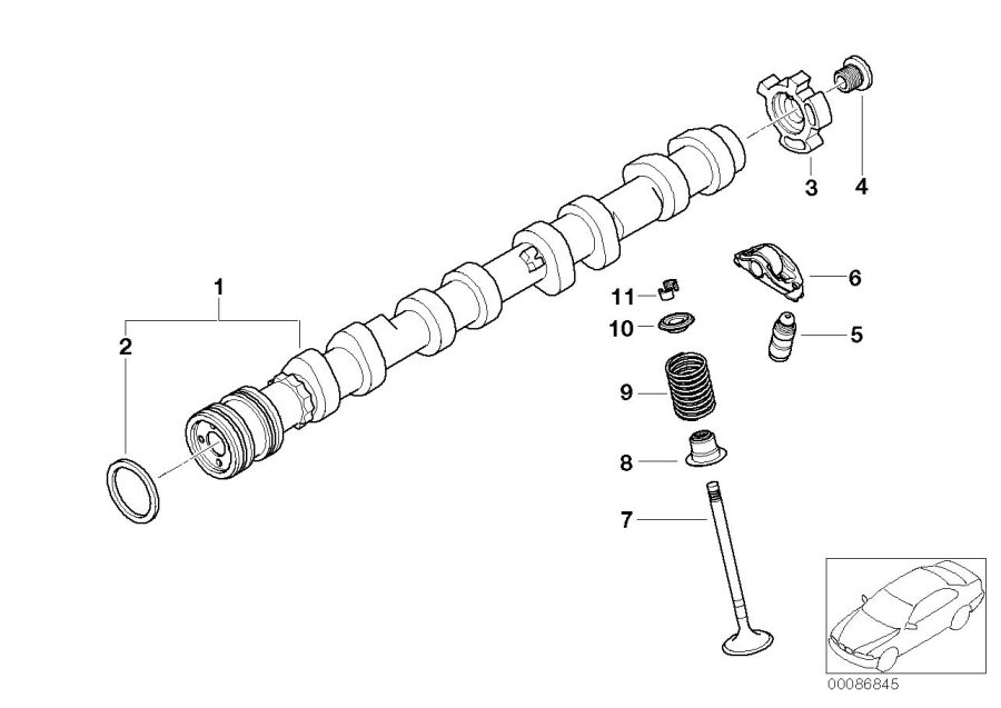 Diagram Valve timing gear, camshaft, outlet for your BMW 528xi  