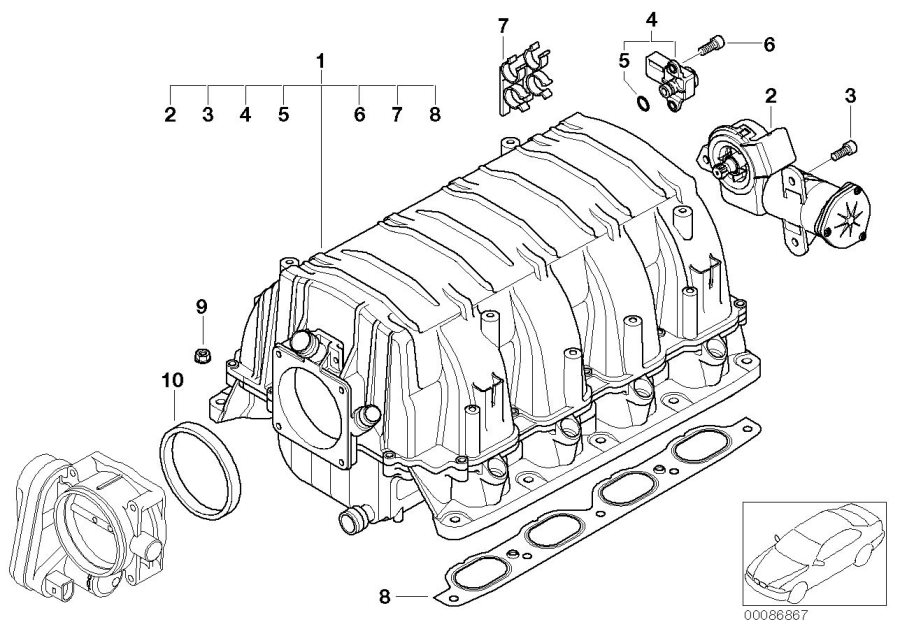 Diagram Intake manifold system for your 2007 BMW X5   