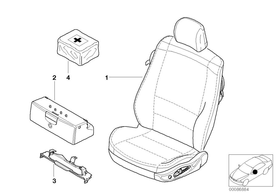 Diagram Seat, front, complete seat for your 2021 BMW 330i   