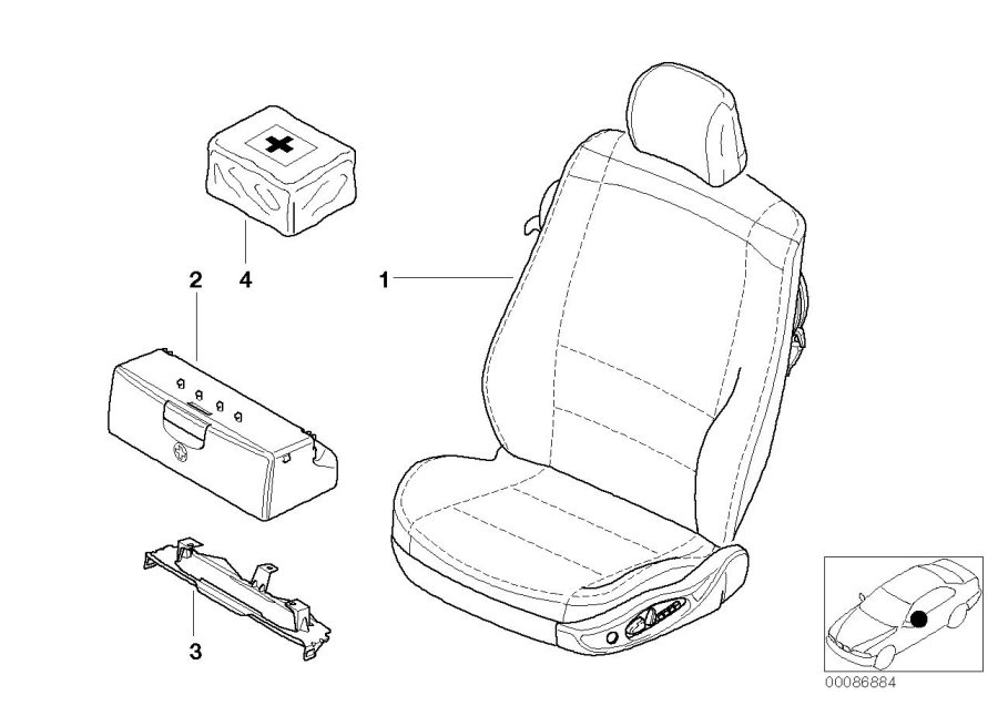 Diagram Seat, front, complete seat for your 2007 BMW 750Li   