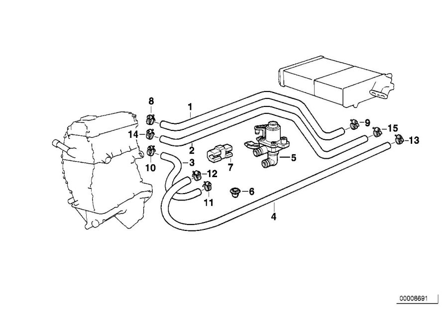 Diagram Water VALVE/WATER hose for your BMW