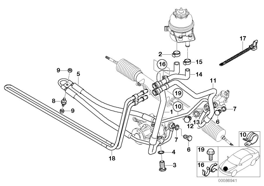 Diagram Hydro steering-oil pipes for your 2018 BMW X2 28iX  