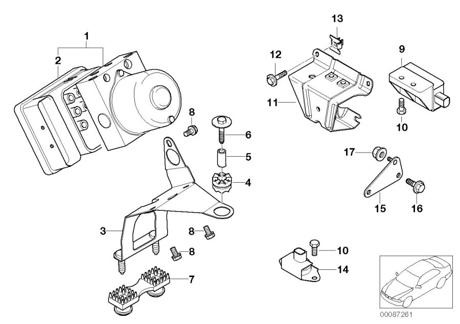 Diagram Hydro unit DSC/FASTENING/SENSORS for your 2004 BMW 330Ci   