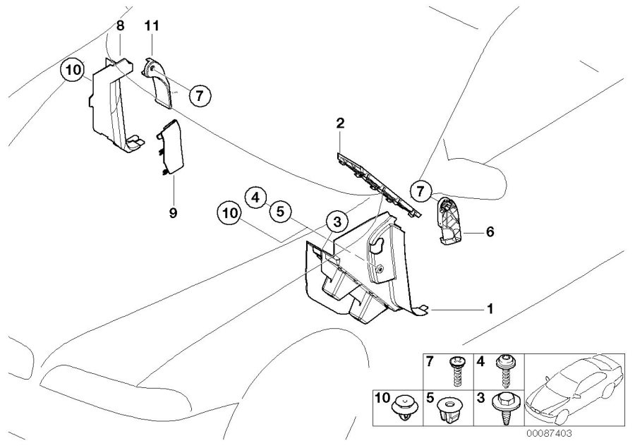 Diagram Trim panel leg room for your BMW