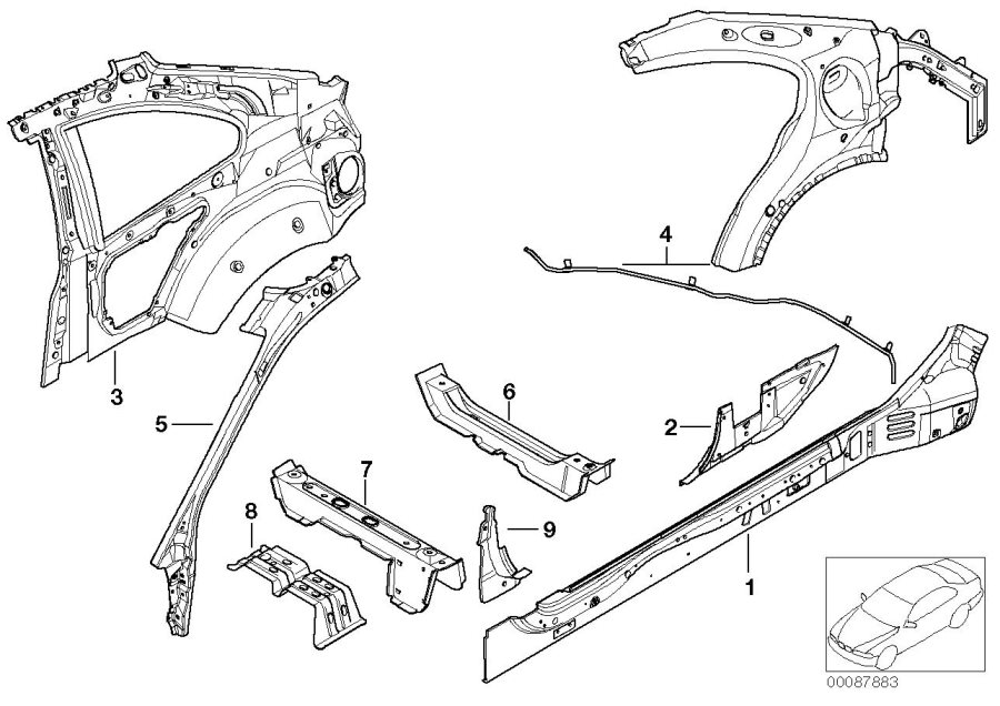 Diagram Single components for body-side frame for your 2012 BMW M6   