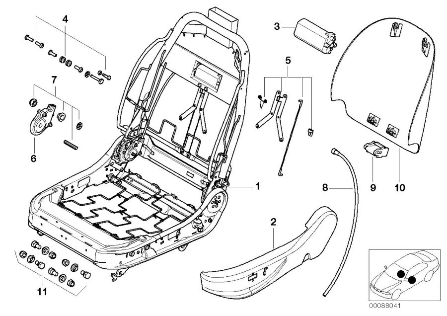 Diagram Sports seat, seat frame, rear panel for your 2015 BMW M6   