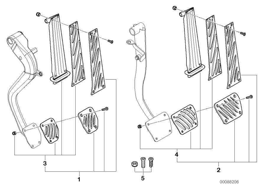 Diagram Aluminum pedal covers for your 2009 BMW 135i   