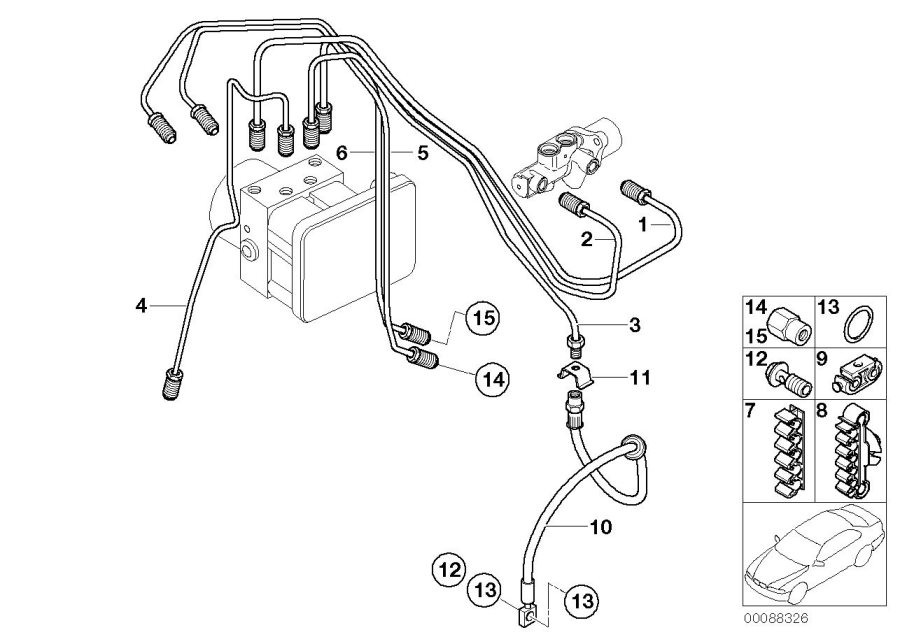 Diagram BRAKE PIPE FRONT ABS for your MINI