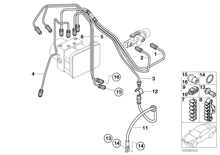 Diagram Front brake pipe, DSC for your MINI