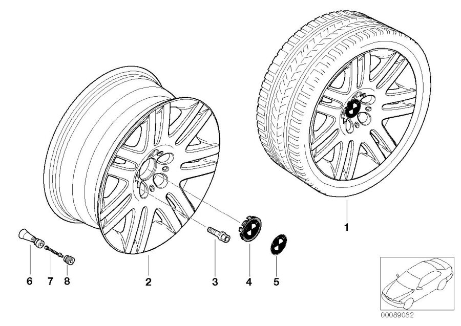 Le diagramme Jante à doubles rayons (Styl. 93) pour votre BMW 750i  