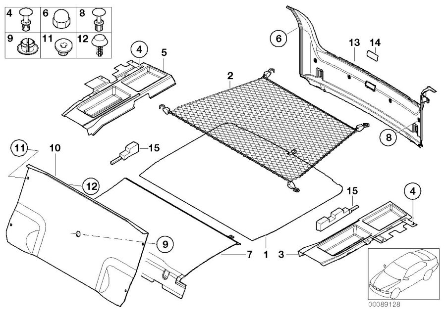 Diagram Trunk trim panel for your 1988 BMW M6   