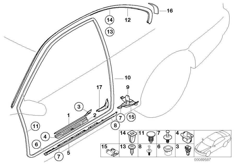 Le diagramme Protège-arête / applique bas de caisse pour votre BMW