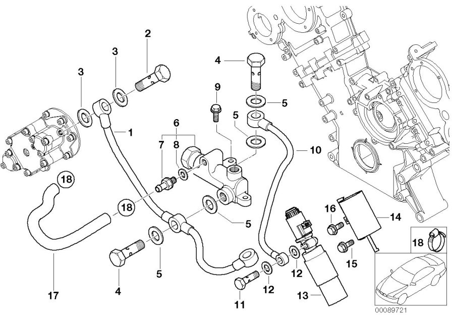 Diagram Vanos cylinder head mounting parts for your BMW