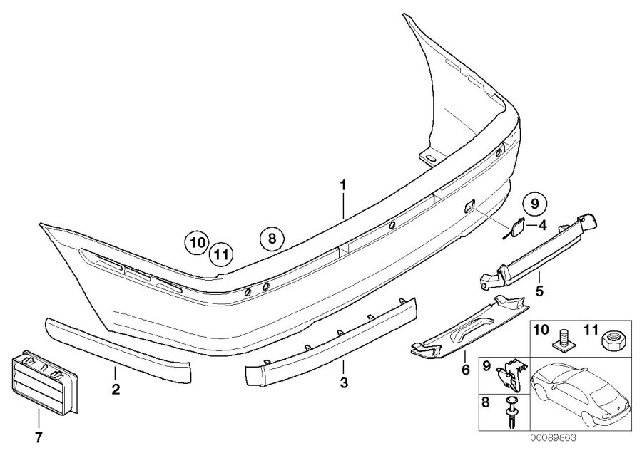 Diagram Trim cover, rear II for your BMW