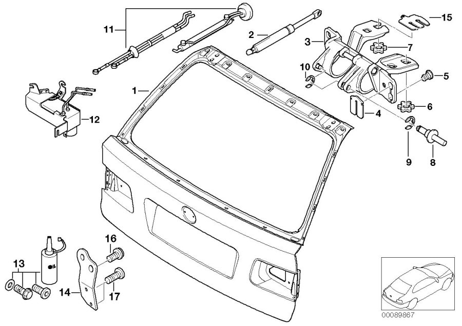 Diagram Trunk lid hydraulic parts for your 2018 BMW M6   