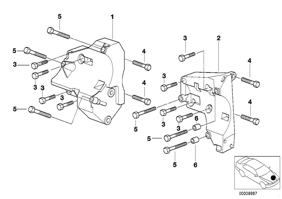 Diagram Climate compressor supporting bracket for your 1988 BMW M6   