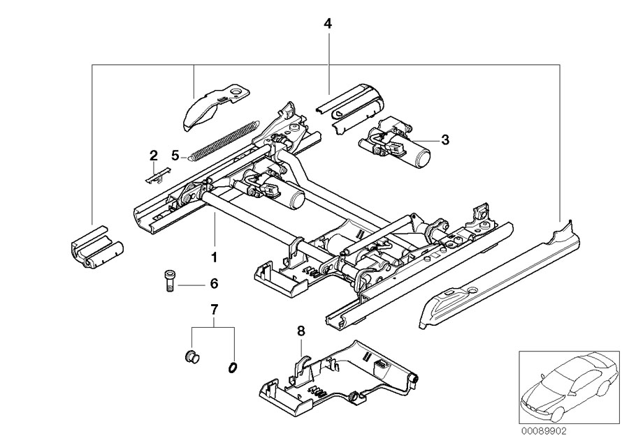 Diagram FRONT SEAT RAIL ELECTRICAL/SINGLE PARTS for your 2023 BMW X3  30eX 