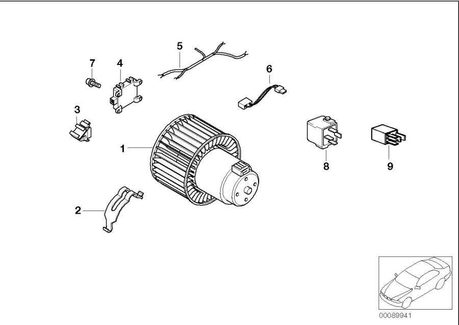 Diagram Electric parts for heater for your BMW