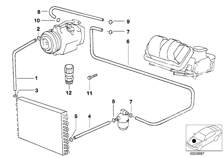 Diagram Coolant lines for your BMW M2 CS Racing  