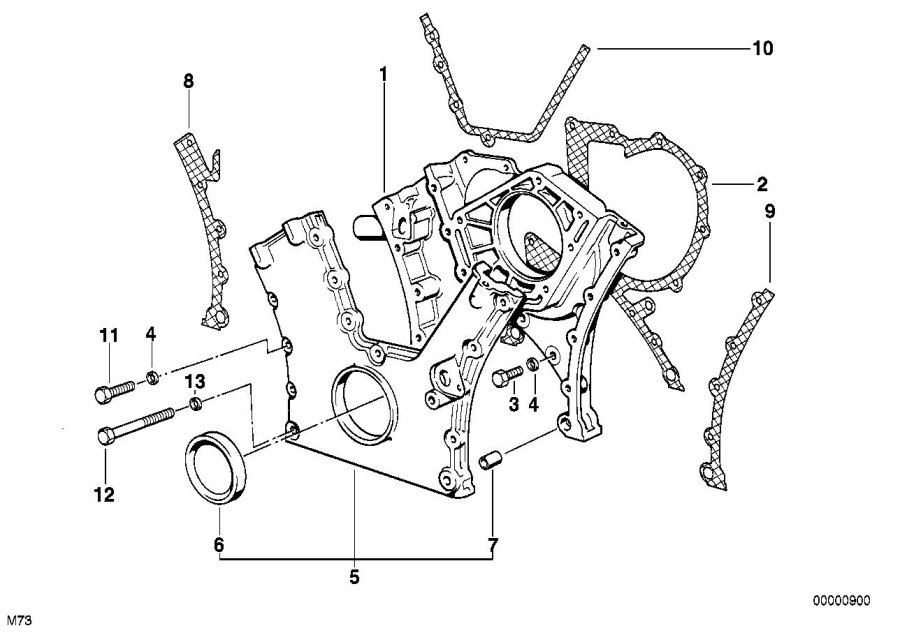 Diagram Lower timing case for your 2010 BMW M6   