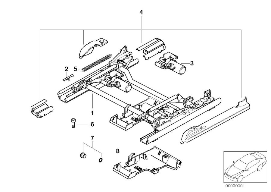 Diagram Front seat rail ELECTRICAL/SINGLE parts for your 2023 BMW X3  30eX 