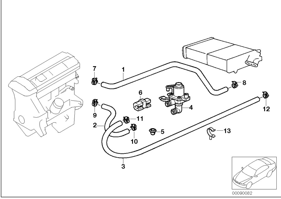 Diagram Water VALVE/WATER hose for your BMW