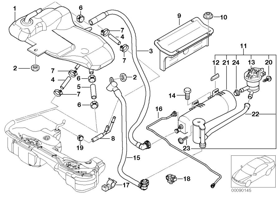 Diagram EXP.TANK/ACTIVATED CARBON CONTAINER for your 2016 BMW X1   