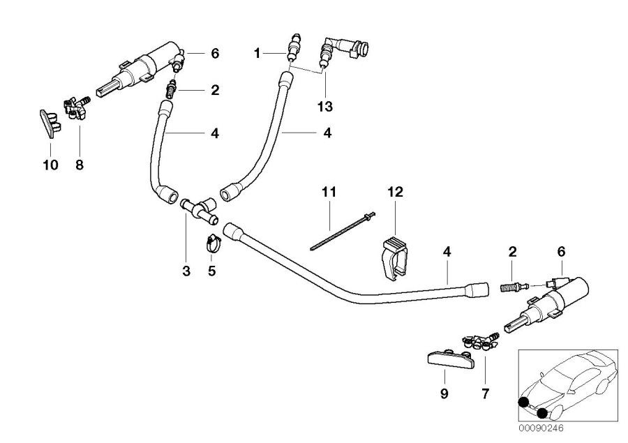Diagram Single parts for head lamp cleaning for your BMW