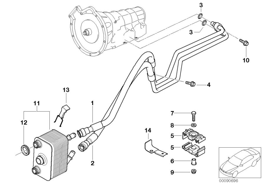 Diagram Oil-cooler PIPE/HEAT exchanger for your BMW