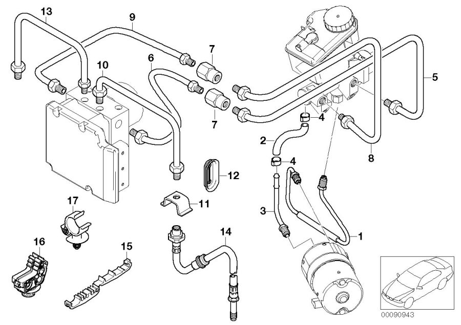 Diagram Brake pipe, front for your 2006 BMW X3   