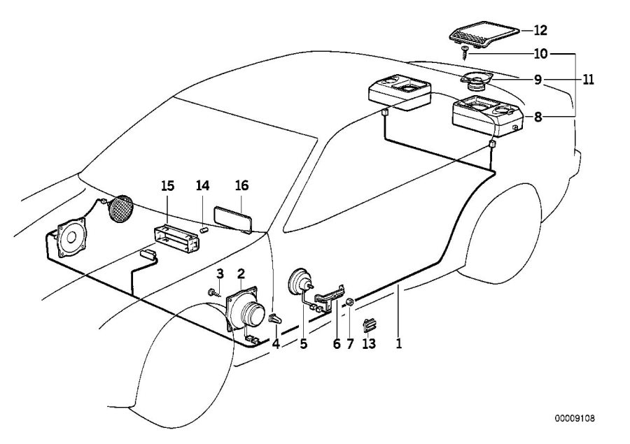 Diagram Single components stereo system for your 1995 BMW 320i   