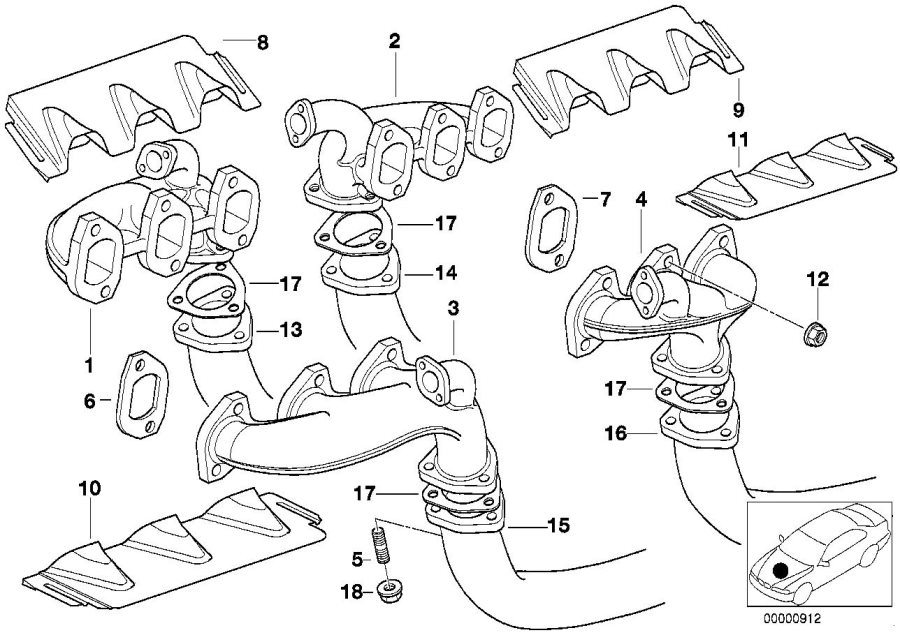 Diagram Exhaust manifold for your BMW M6  