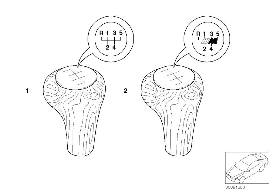 Diagram Retrofit, wooden gearshift knob for your BMW