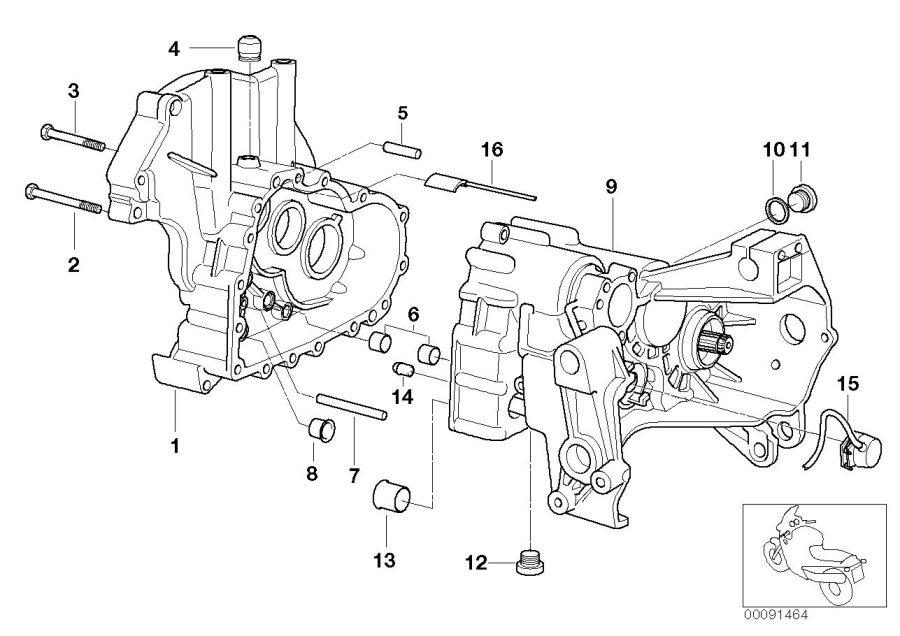 Diagram Transmission HOUSING/MOUNTING parts for your 2025 BMW S1000R   