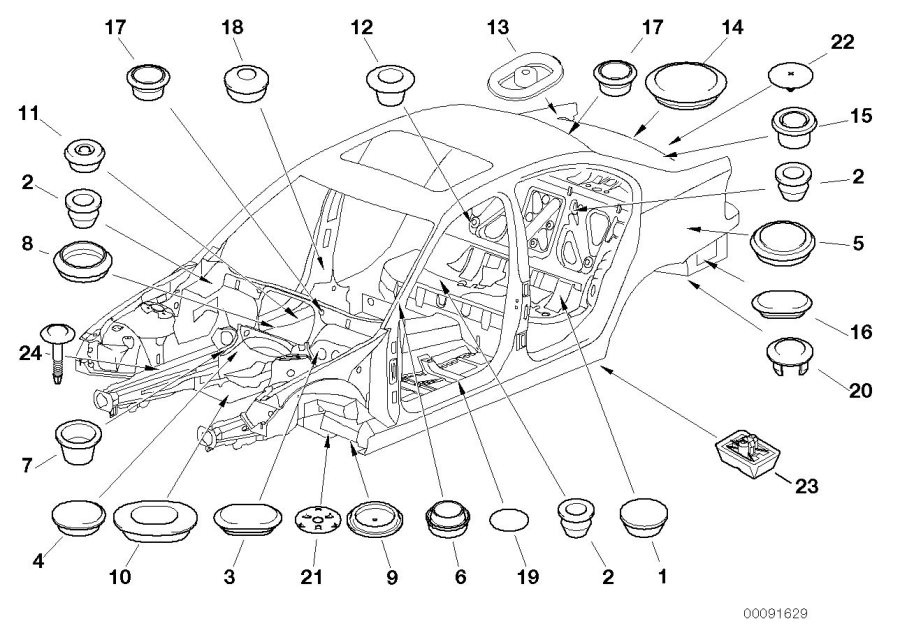 Le diagramme Bouchon de fermeture/obturateur pour votre BMW