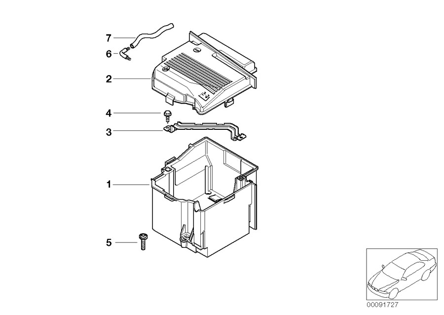 Diagram battery holder and mounting parts for your MINI