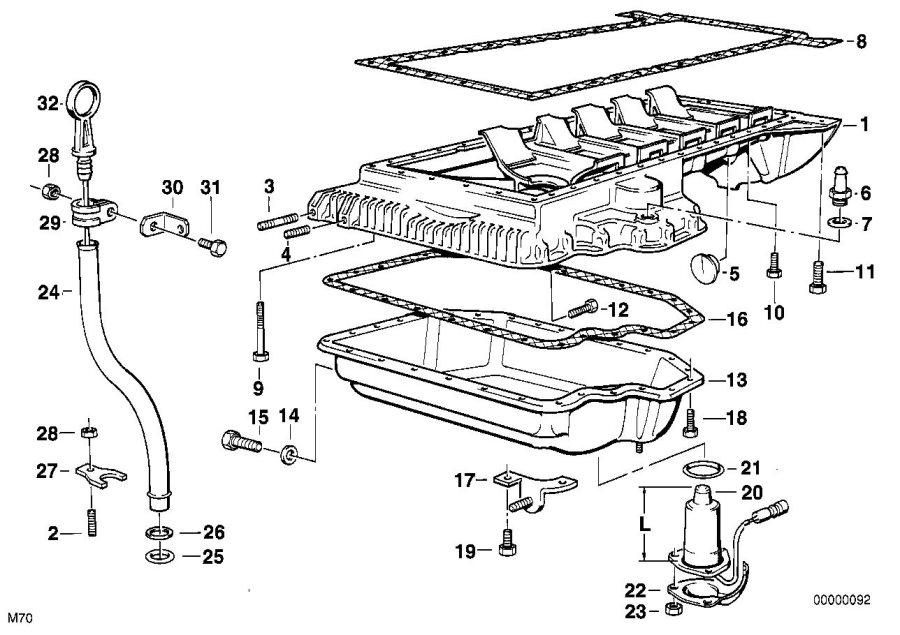 Diagram Oil PAN/OIL level indicator for your BMW