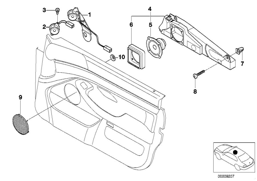 Diagram Single parts F front door hifi system for your 2006 BMW M6   