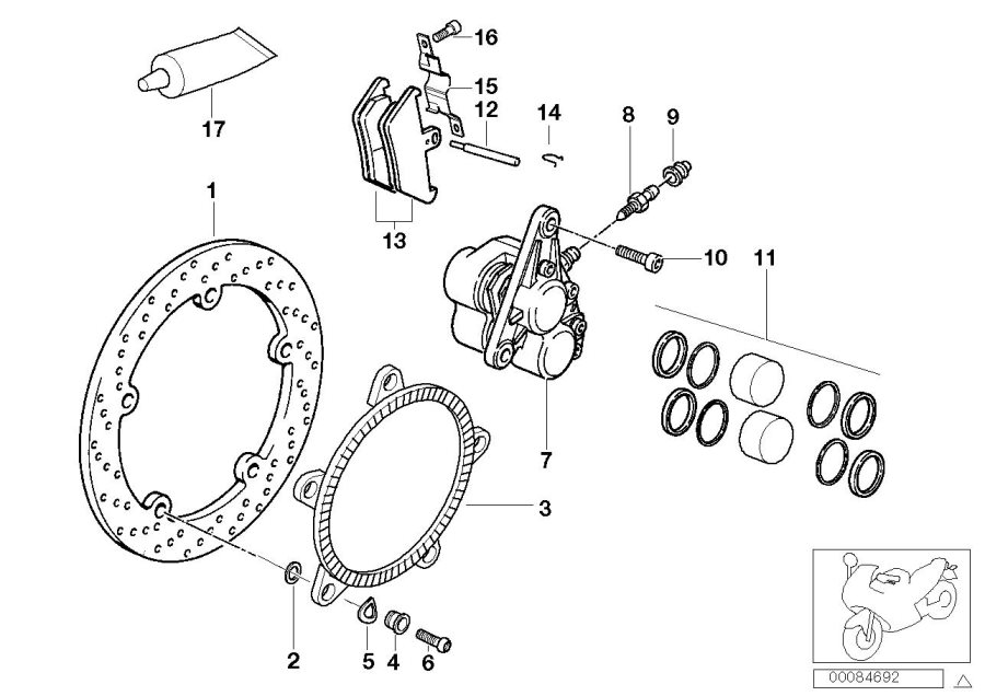 Diagram Front wheel brake, Integral ABS for your 2004 BMW K1200LT   