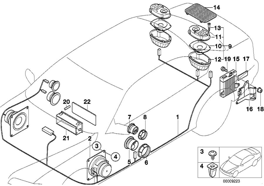 Diagram Single components F top hifi system for your 1996 BMW 328i   