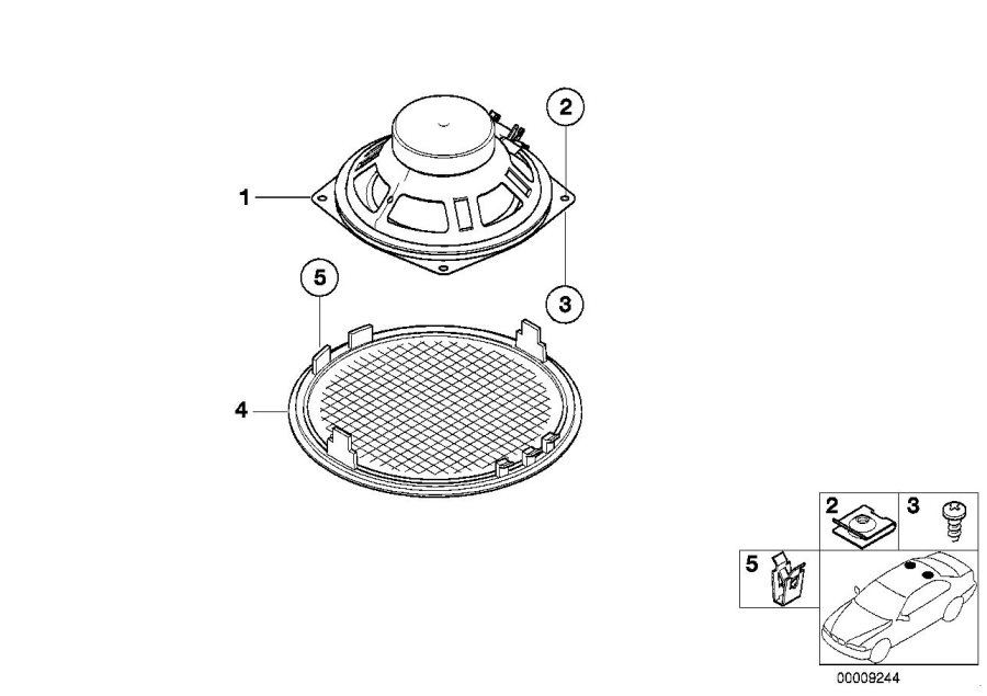 Diagram Parts F rear moulded headlng loudspeaker for your 1988 BMW M6   